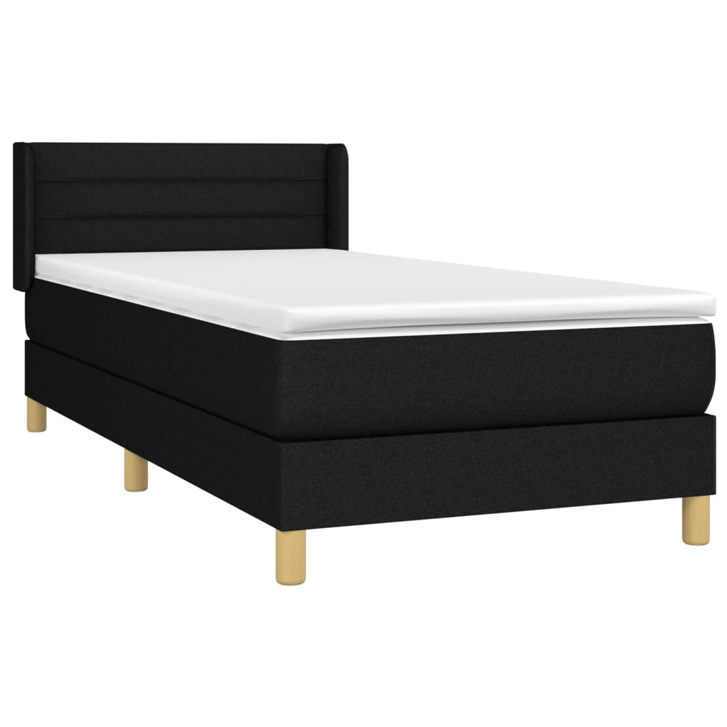 Sommier à lattes de lit avec matelas Noir 90x200 cm Tissu - XIOS