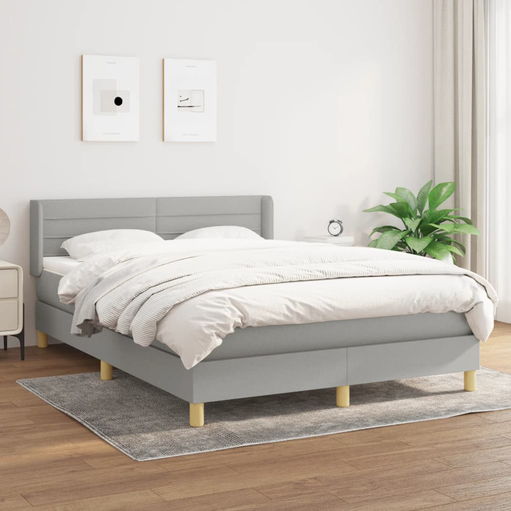 Sommier à lattes de lit avec matelas Gris clair 140x190cm Tissu - XIOS