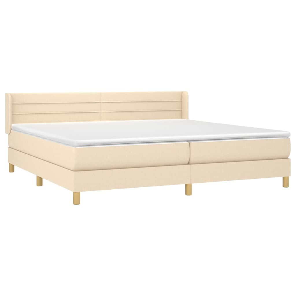 Sommier à lattes de lit avec matelas Crème 200x200 cm Tissu - XIOS