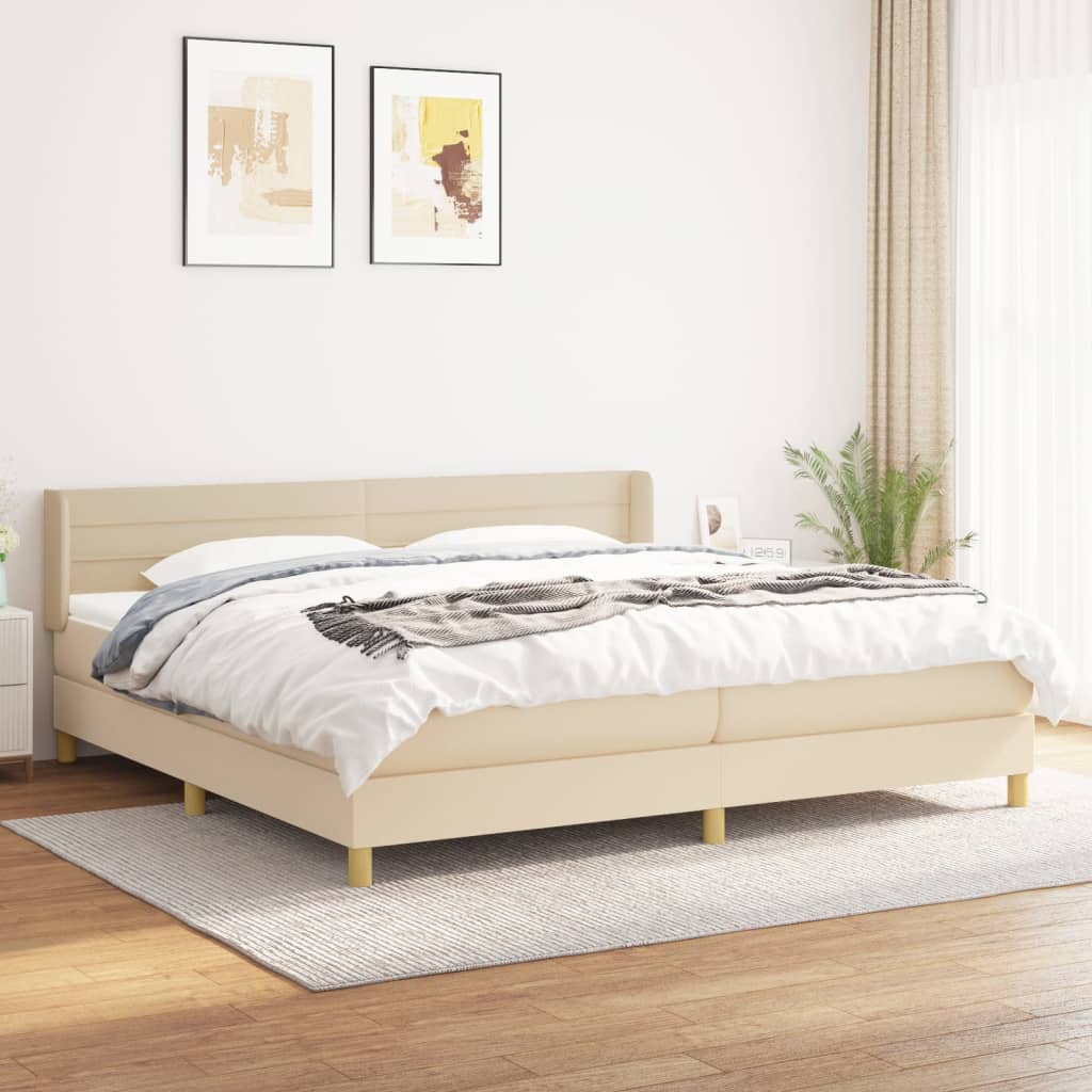 Sommier à lattes de lit avec matelas Crème 200x200 cm Tissu - XIOS