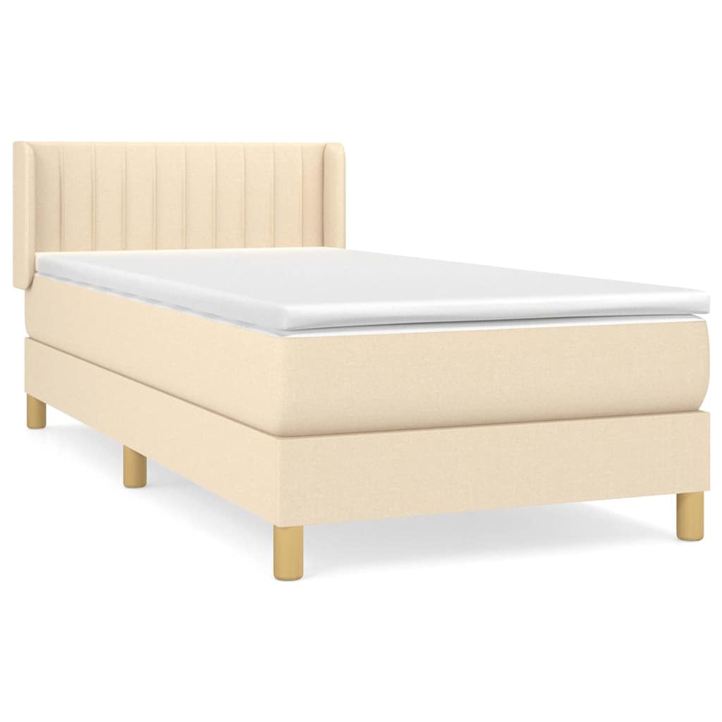 Sommier à lattes de lit avec matelas Crème 80x200 cm Tissu