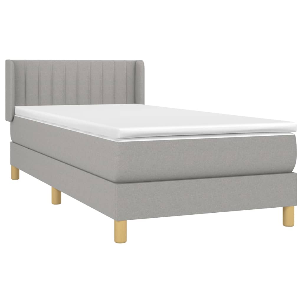 Sommier à lattes de lit et matelas Gris clair 90x190 cm Tissu - XIOS