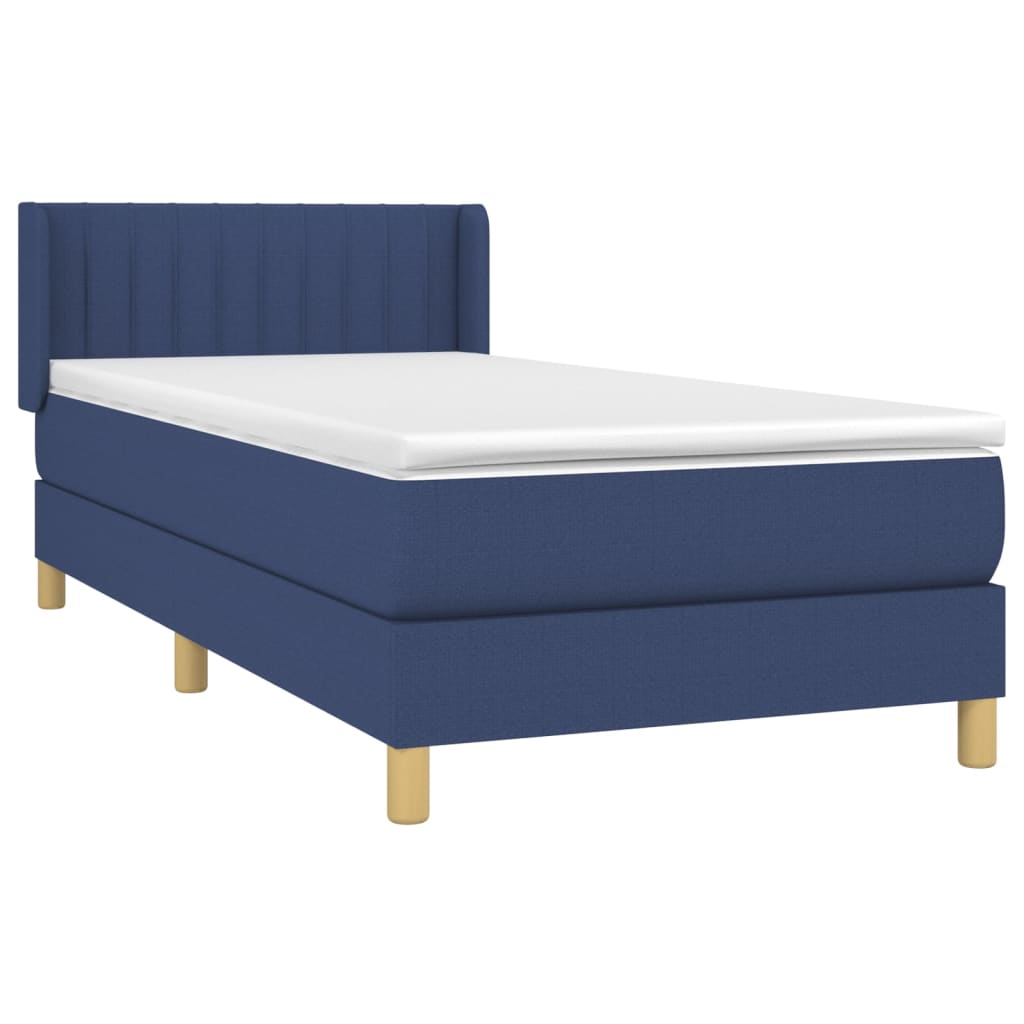 Sommier à lattes de lit avec matelas Bleu 100x200 cm Tissu - XIOS
