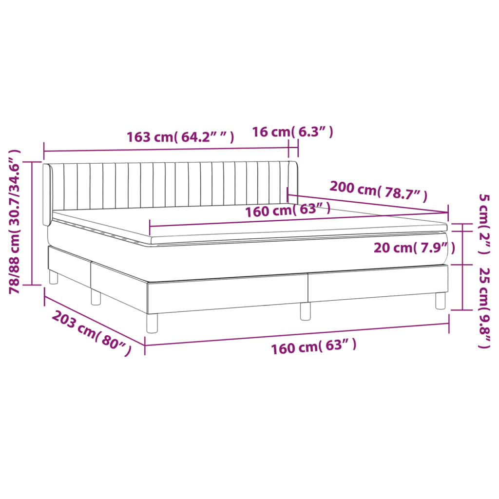 Sommier à lattes de lit avec matelas Gris clair 160x200cm Tissu - XIOS