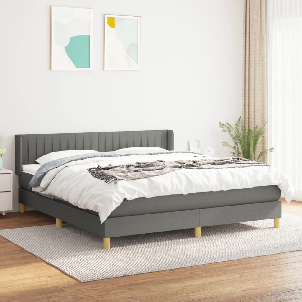 Sommier à lattes de lit avec matelas Gris foncé 160x200cm Tissu - XIOS