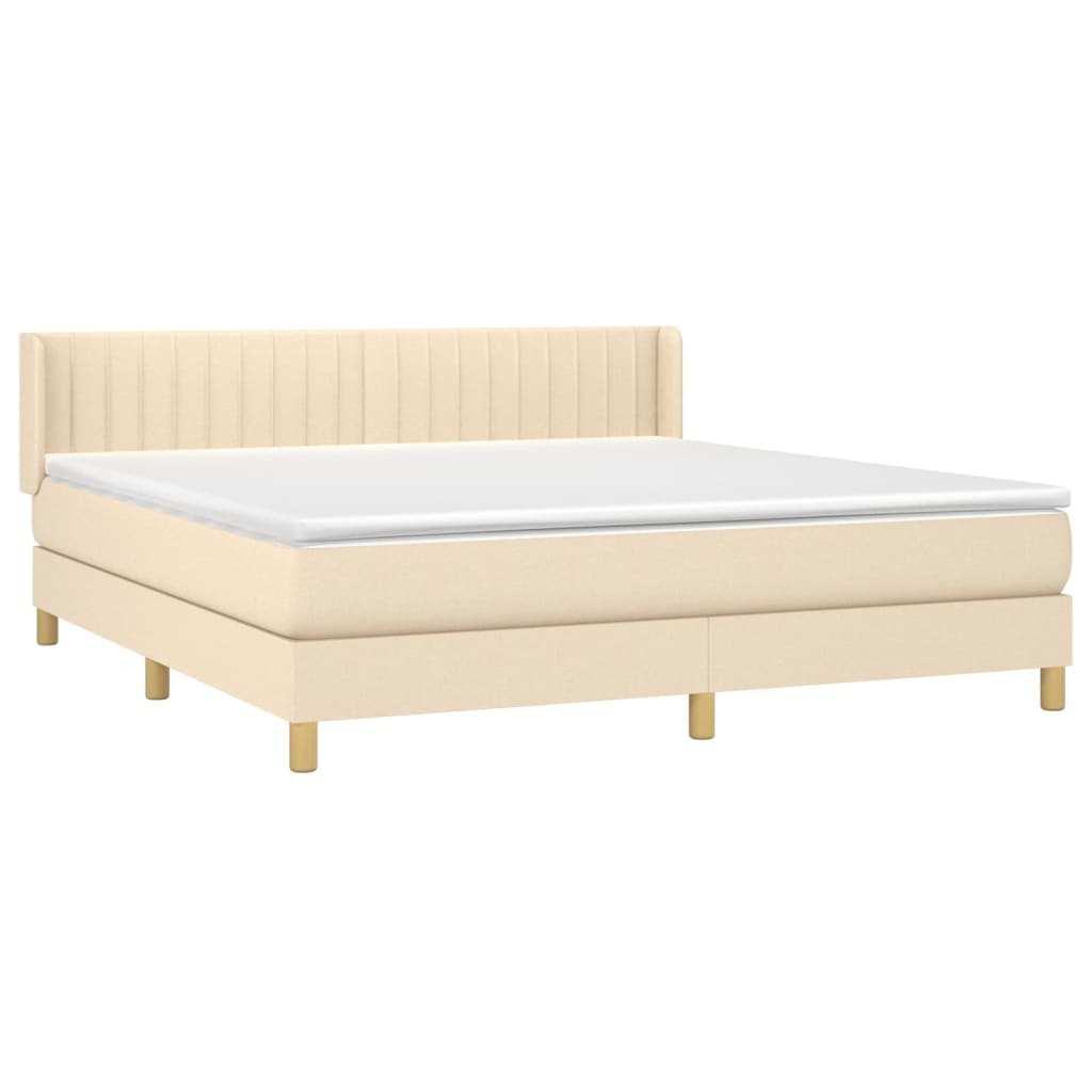 Sommier à lattes de lit avec matelas Crème 160x200 cm Tissu - XIOS
