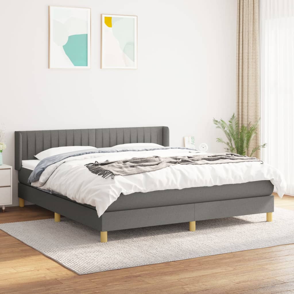 Sommier à lattes de lit avec matelas Gris foncé 180x200cm Tissu - XIOS