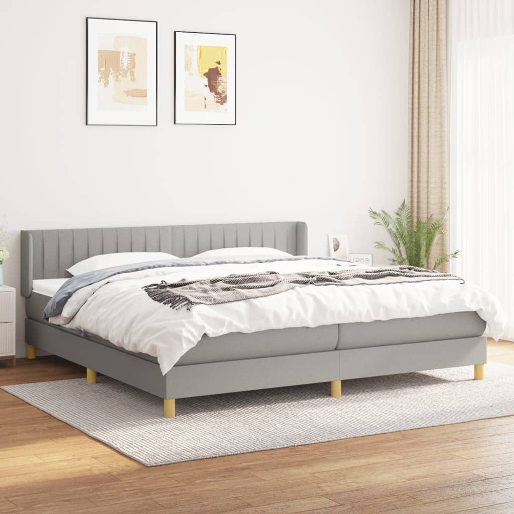 Sommier à lattes de lit avec matelas Gris clair 200x200cm Tissu - XIOS