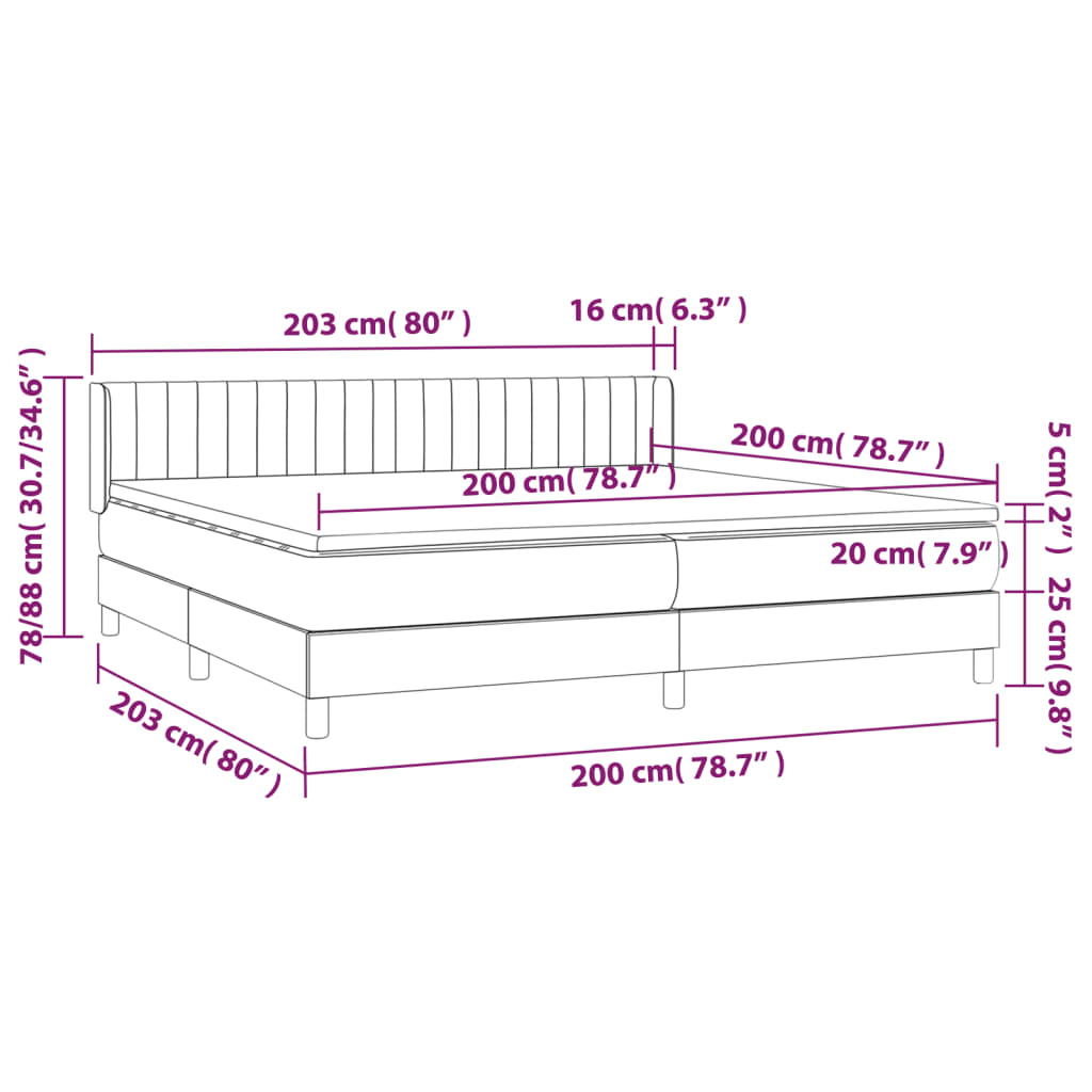 Sommier à lattes de lit avec matelas Crème 200x200 cm Tissu - XIOS