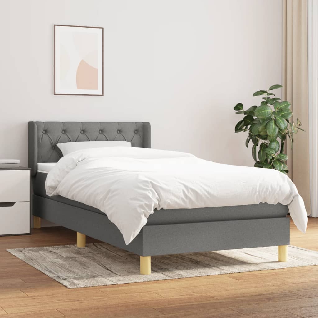 Sommier à lattes de lit avec matelas Gris foncé 80x200 cm Tissu - XIOS