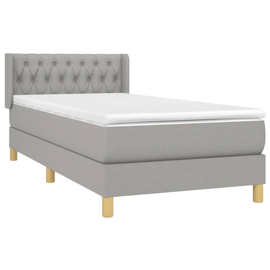 Sommier à lattes de lit et matelas Gris clair 90x190 cm Tissu - XIOS