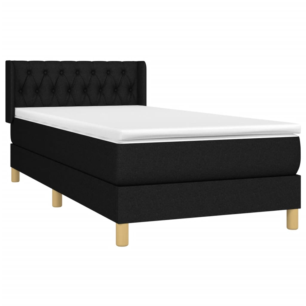 Sommier à lattes de lit avec matelas Noir 90x190 cm Tissu - XIOS