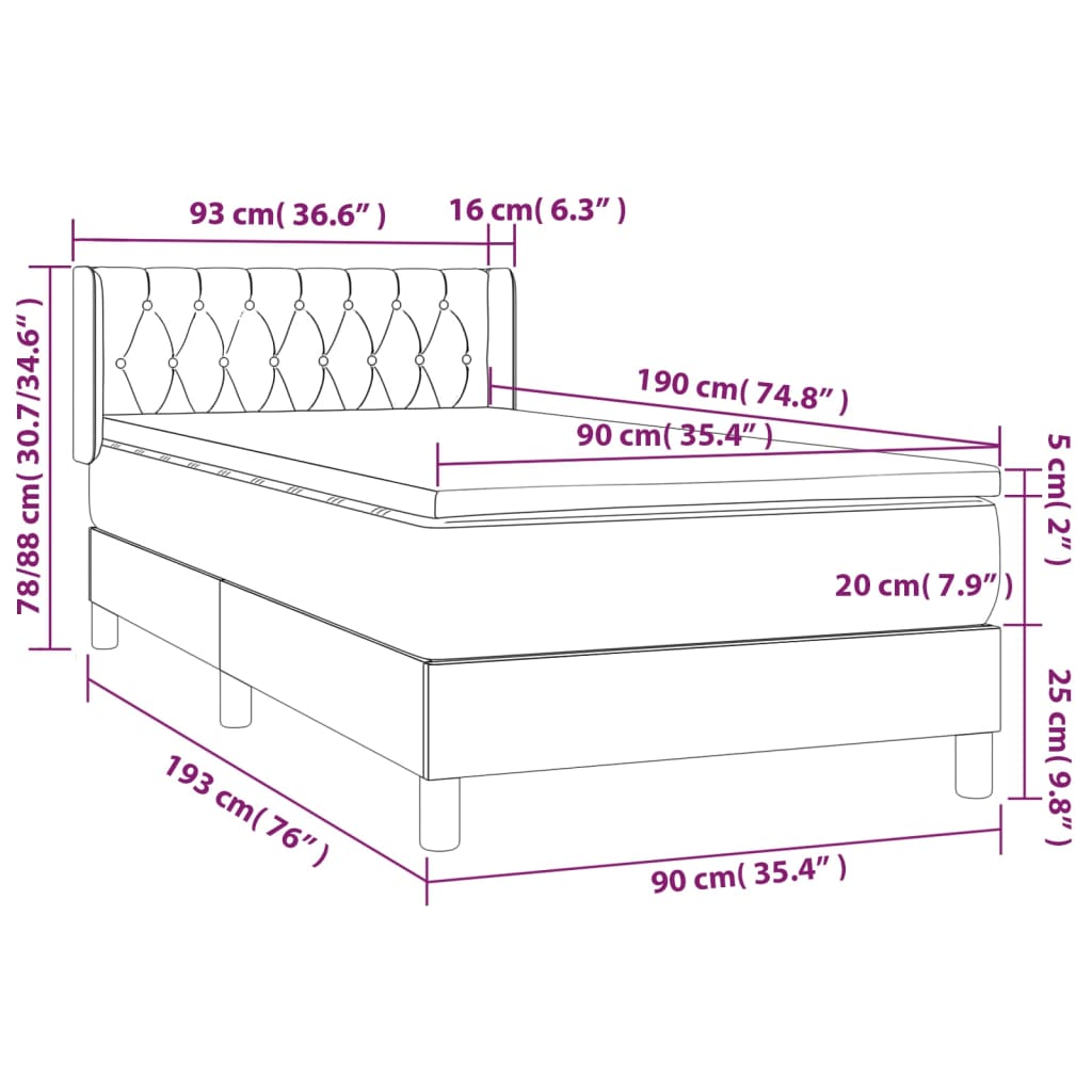 Sommier à lattes de lit avec matelas Marron foncé 90x190 cm - XIOS