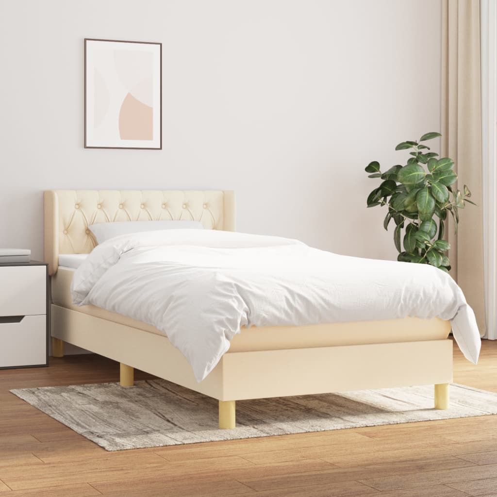 Sommier à lattes de lit et matelas Crème 90x190 cm Tissu - XIOS
