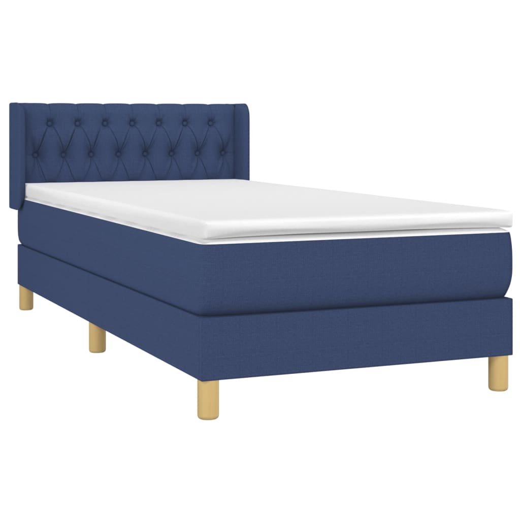 Sommier à lattes de lit avec matelas Bleu 100x200 cm Tissu - XIOS
