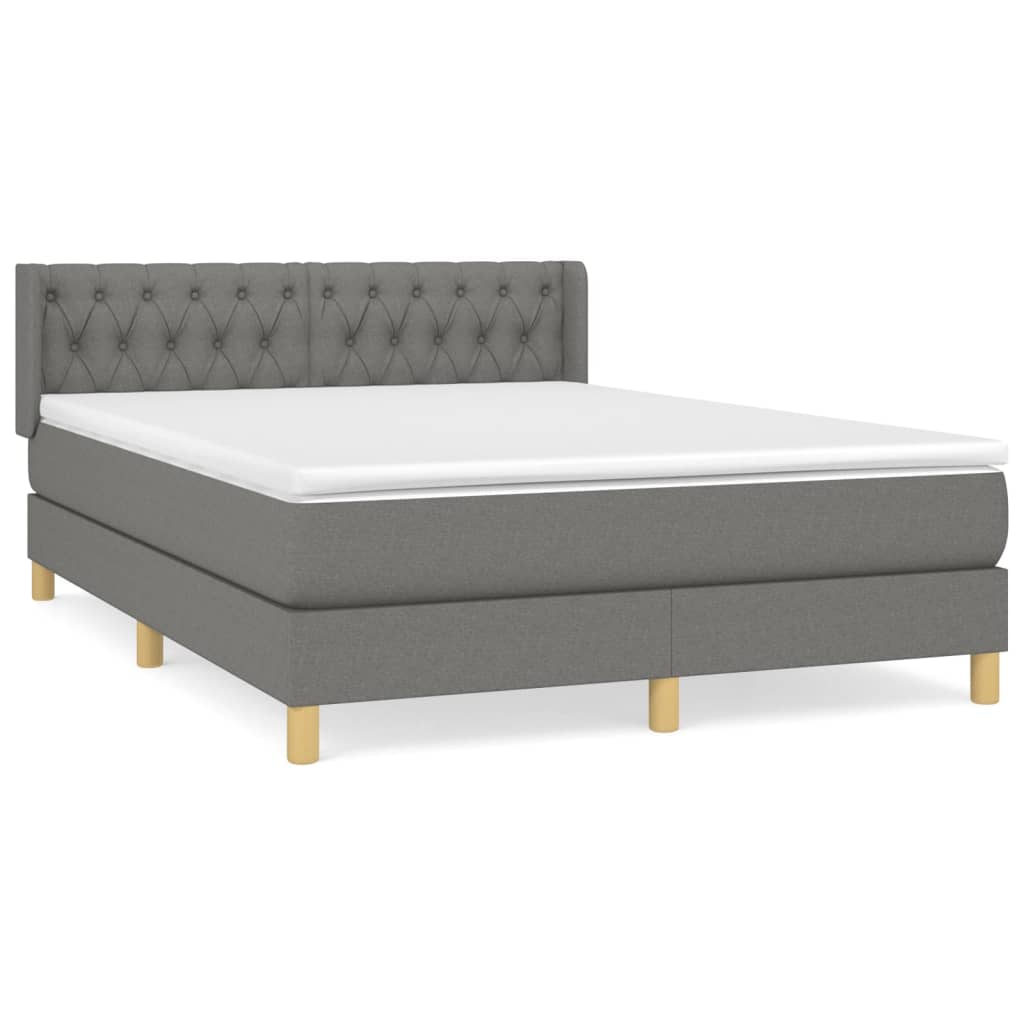 Sommier à lattes de lit avec matelas Gris foncé 140x190cm Tissu - XIOS