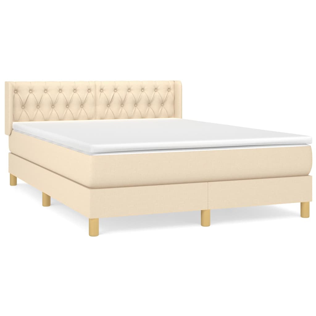 Sommier à lattes de lit avec matelas Crème 140x190 cm Tissu - XIOS