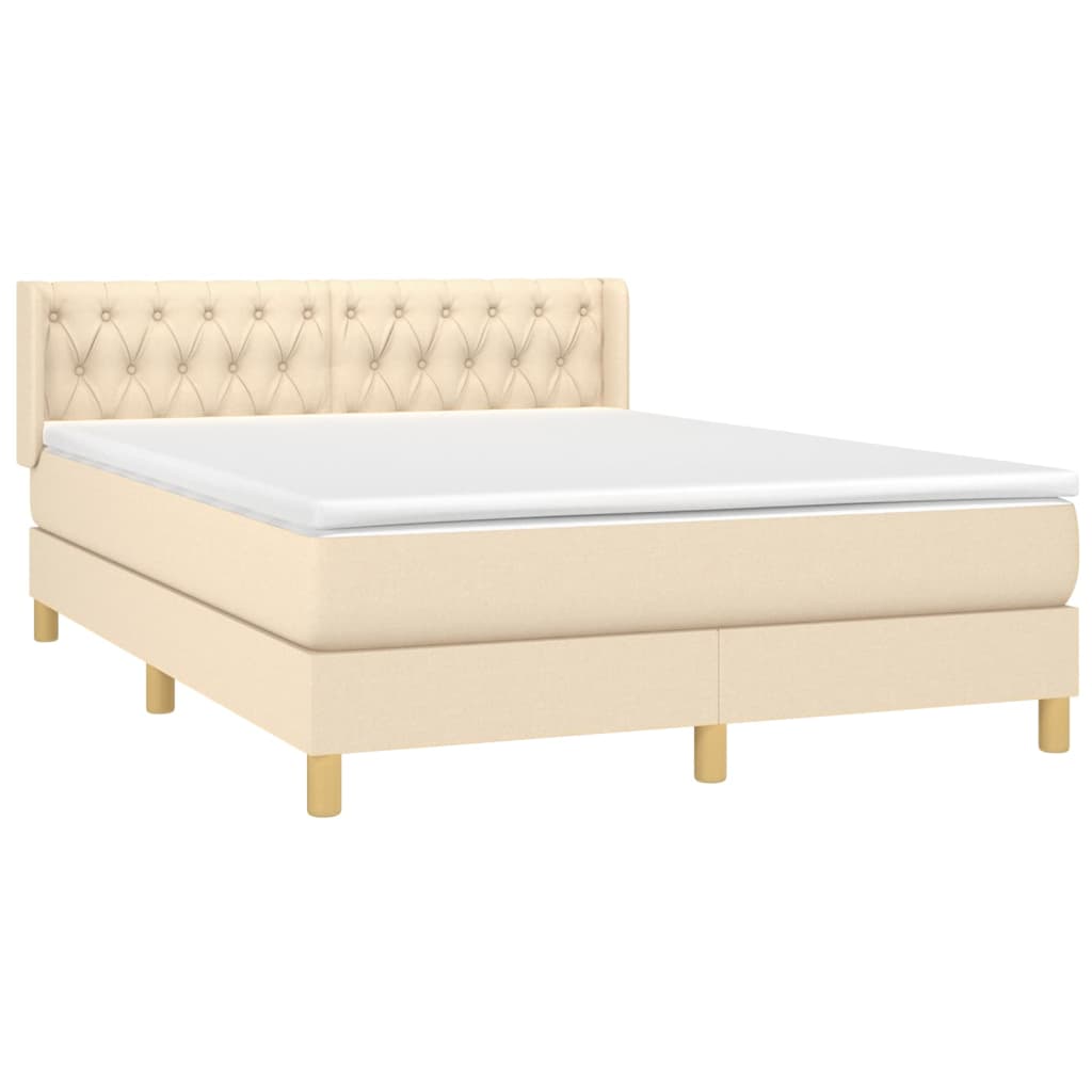 Sommier à lattes de lit avec matelas Crème 140x190 cm Tissu - XIOS