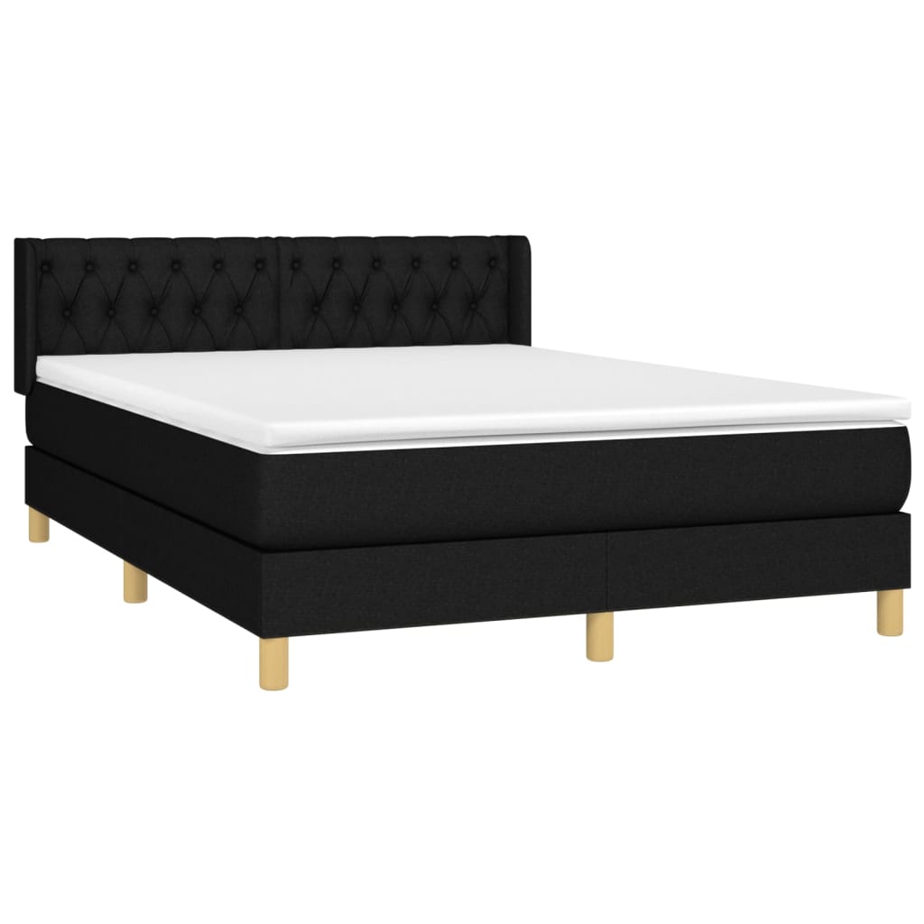 Sommier à lattes de lit avec matelas Noir 140x200 cm Tissu - XIOS