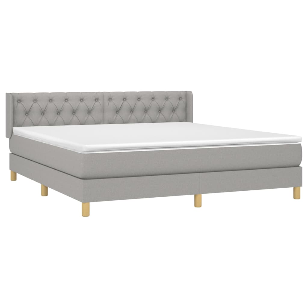 Sommier à lattes de lit avec matelas Gris clair 160x200cm Tissu - XIOS
