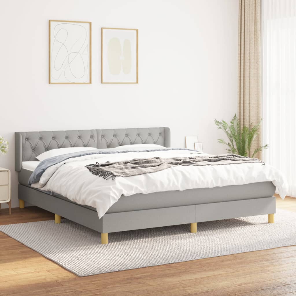 Sommier à lattes de lit avec matelas Gris clair 160x200cm Tissu - XIOS