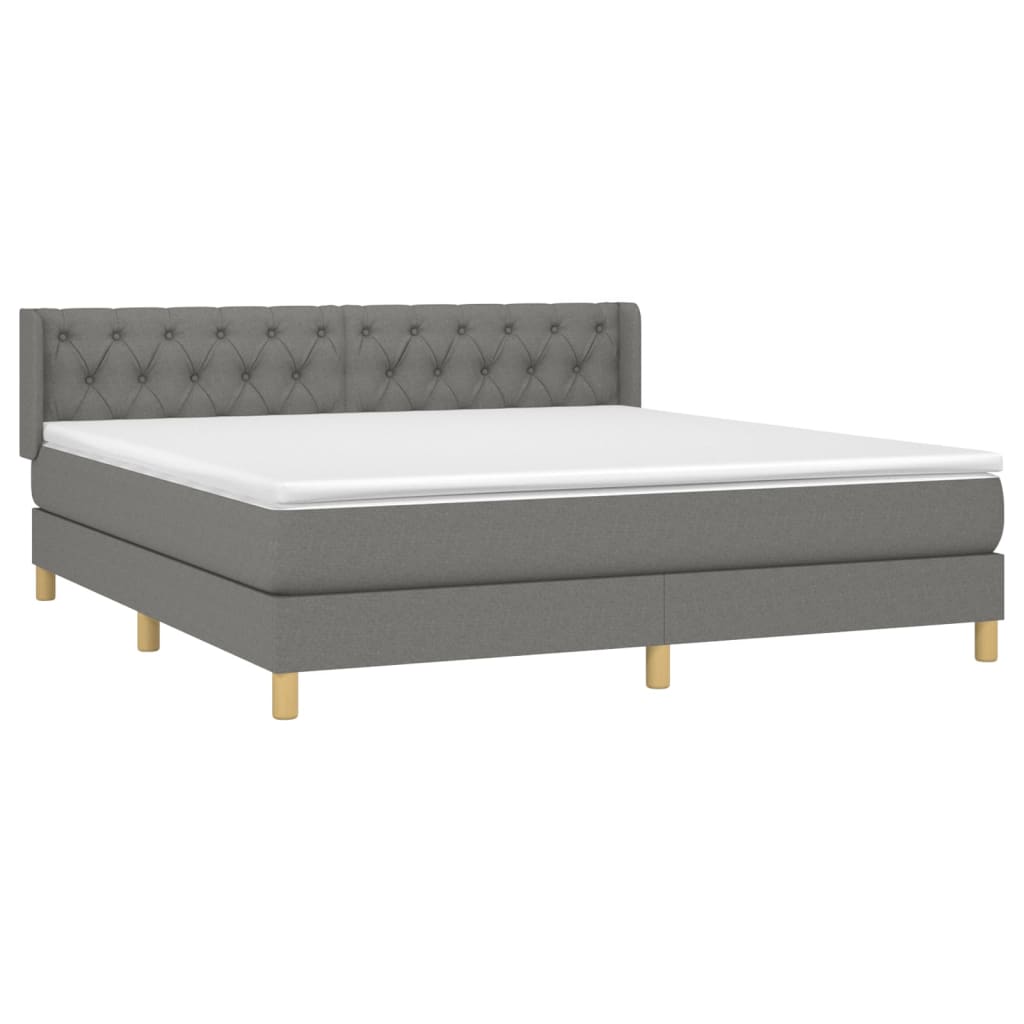 Sommier à lattes de lit avec matelas Gris foncé 160x200cm Tissu - XIOS
