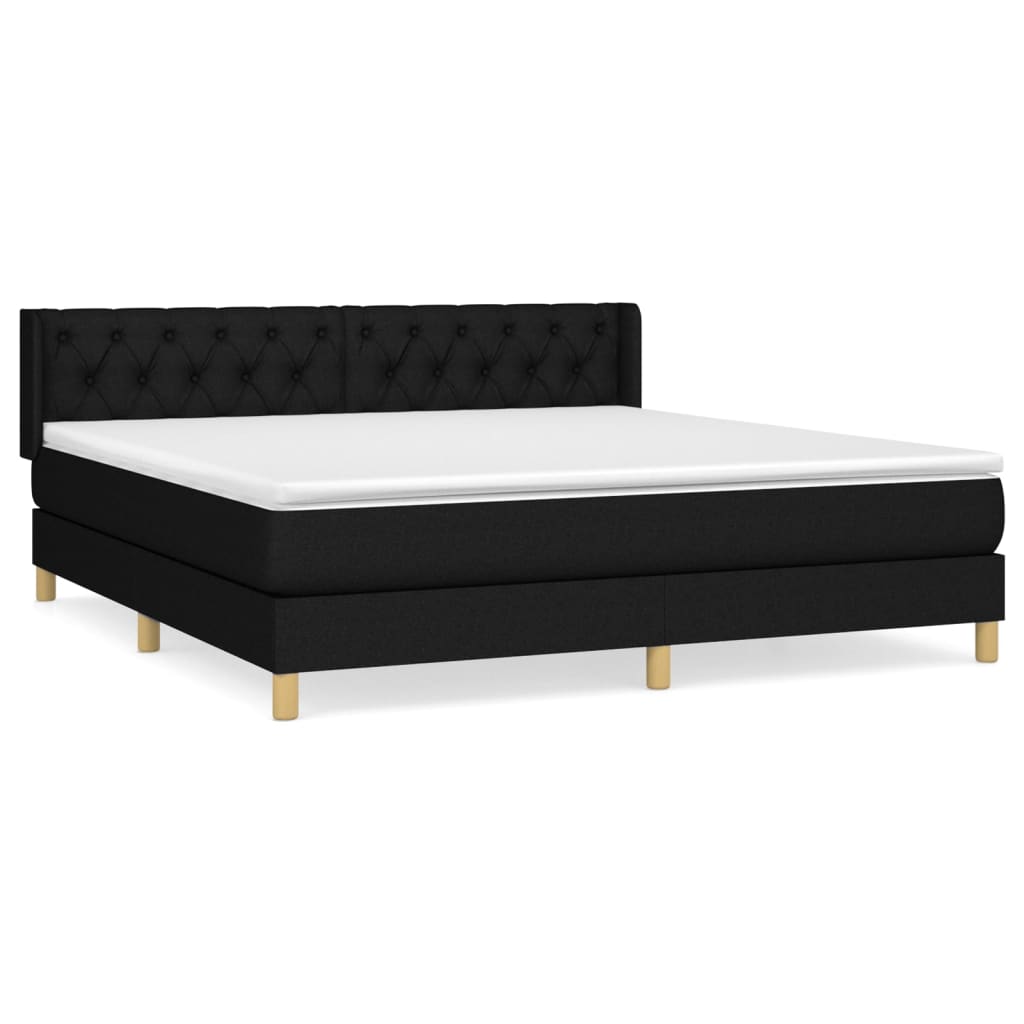 Sommier à lattes de lit avec matelas Noir 160x200 cm Tissu - XIOS