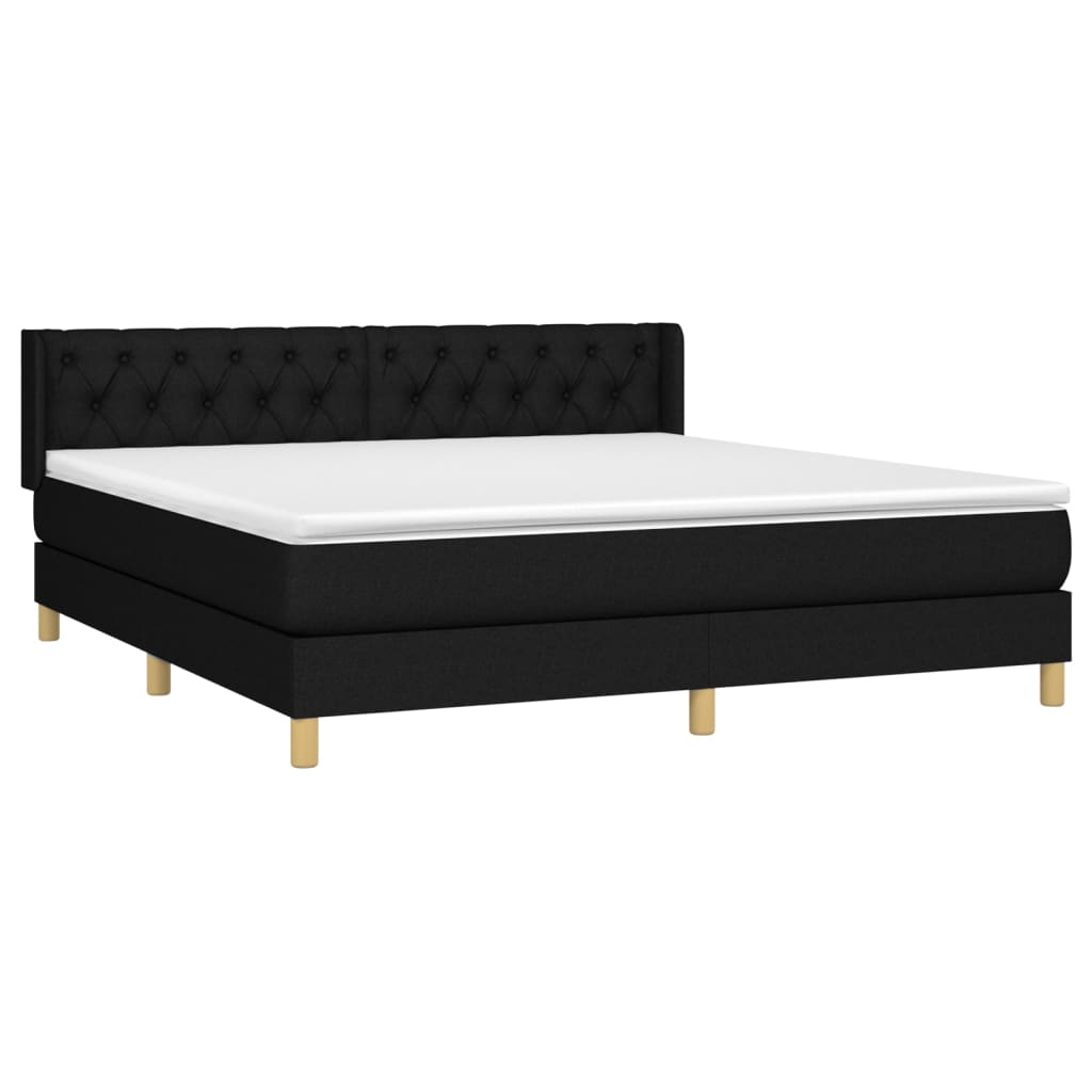 Sommier à lattes de lit avec matelas Noir 160x200 cm Tissu - XIOS
