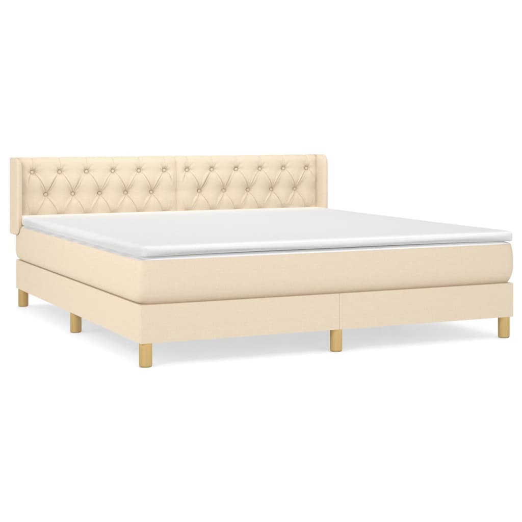 Sommier à lattes de lit avec matelas Crème 160x200 cm Tissu - XIOS