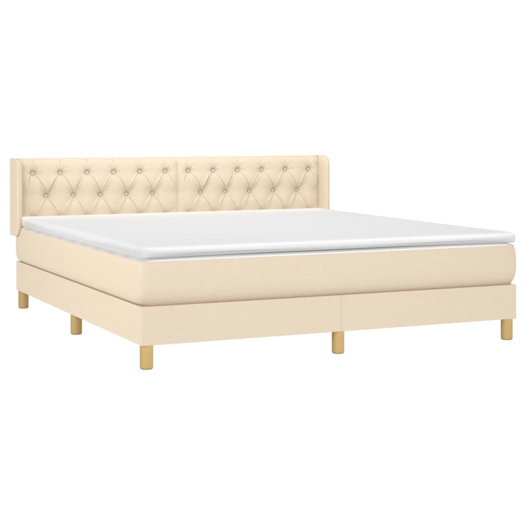 Sommier à lattes de lit avec matelas Crème 160x200 cm Tissu - XIOS
