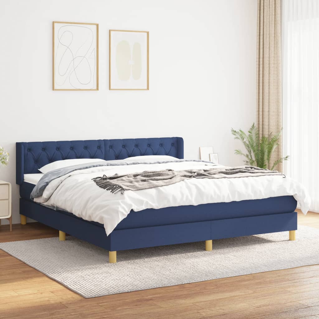 Sommier à lattes de lit avec matelas Bleu 160x200 cm Tissu - XIOS