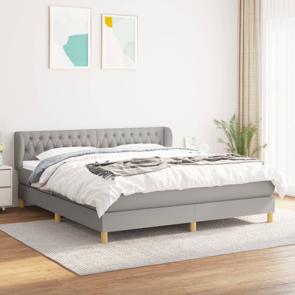 Sommier à lattes de lit avec matelas Gris clair 180x200cm Tissu - XIOS