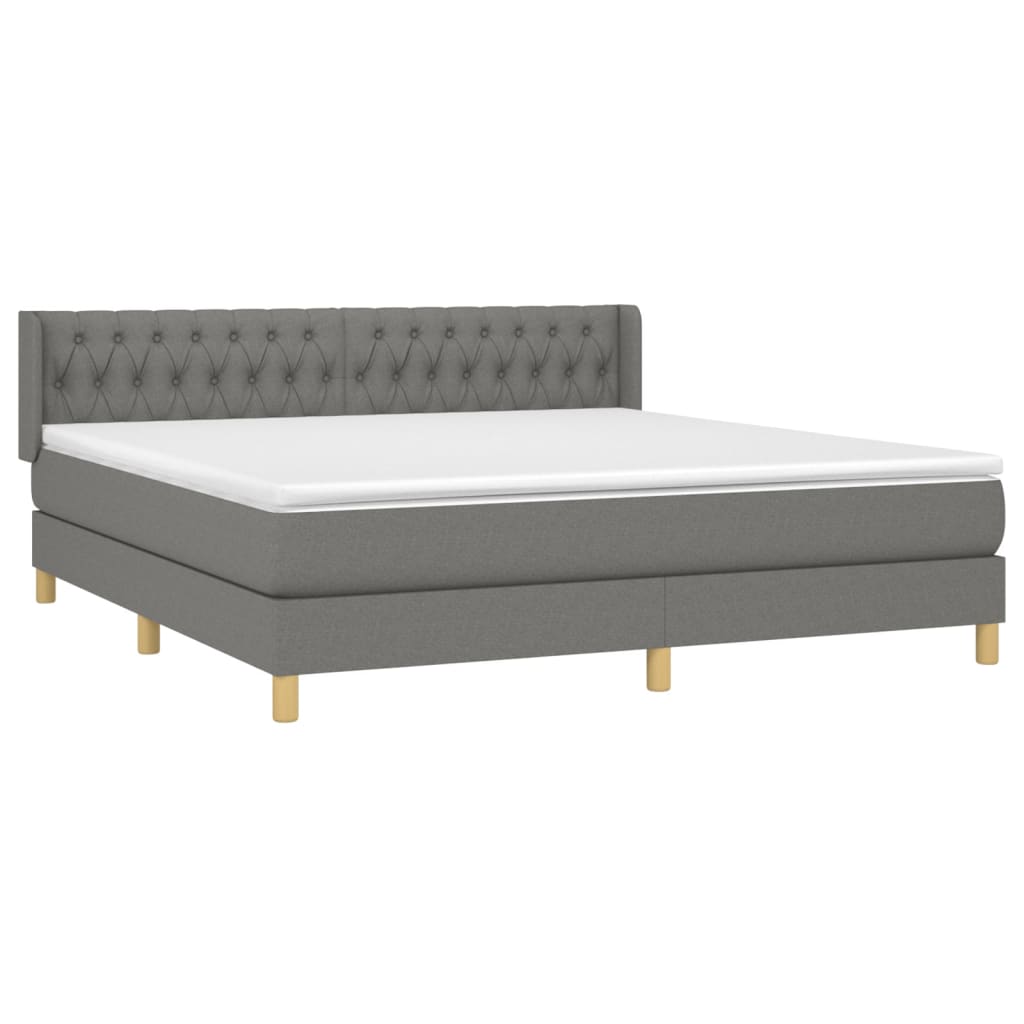 Sommier à lattes de lit avec matelas Gris foncé 180x200cm Tissu - XIOS