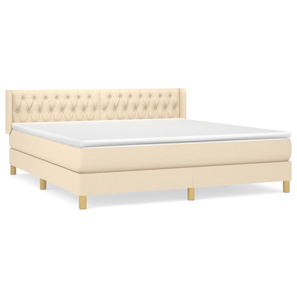 Sommier à lattes de lit avec matelas Crème 180x200 cm Tissu - XIOS