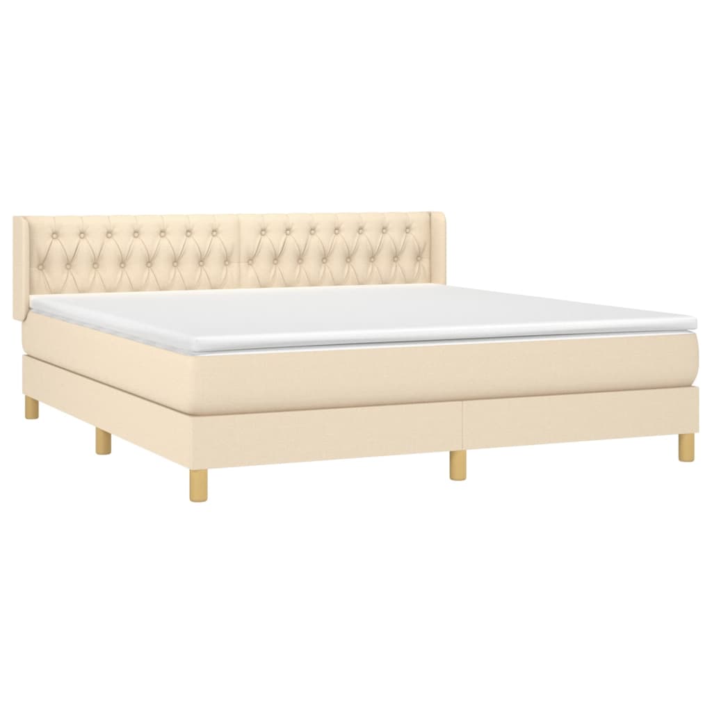 Sommier à lattes de lit avec matelas Crème 180x200 cm Tissu - XIOS