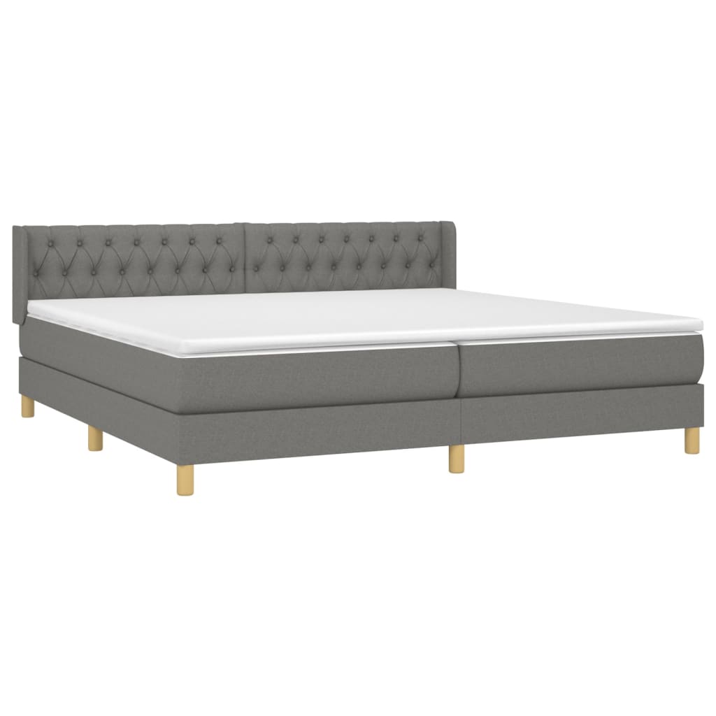Sommier à lattes de lit avec matelas Gris foncé 200x200cm Tissu - XIOS
