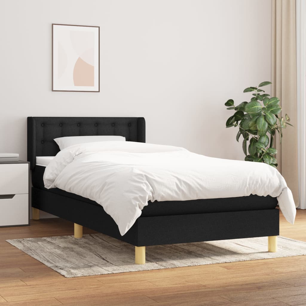 Sommier à lattes de lit et matelas Noir 80x200 cm Tissu - XIOS