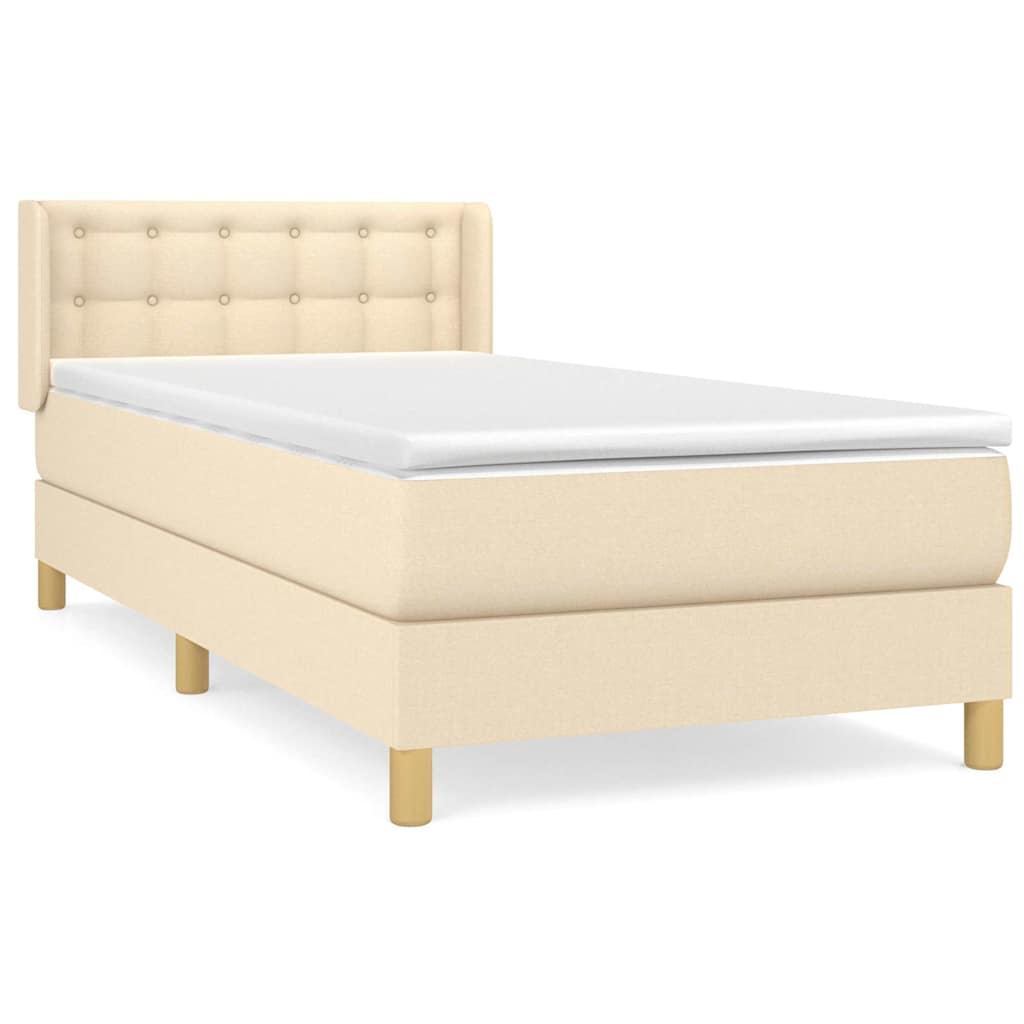 Sommier à lattes de lit et matelas Crème 90x190 cm Tissu
