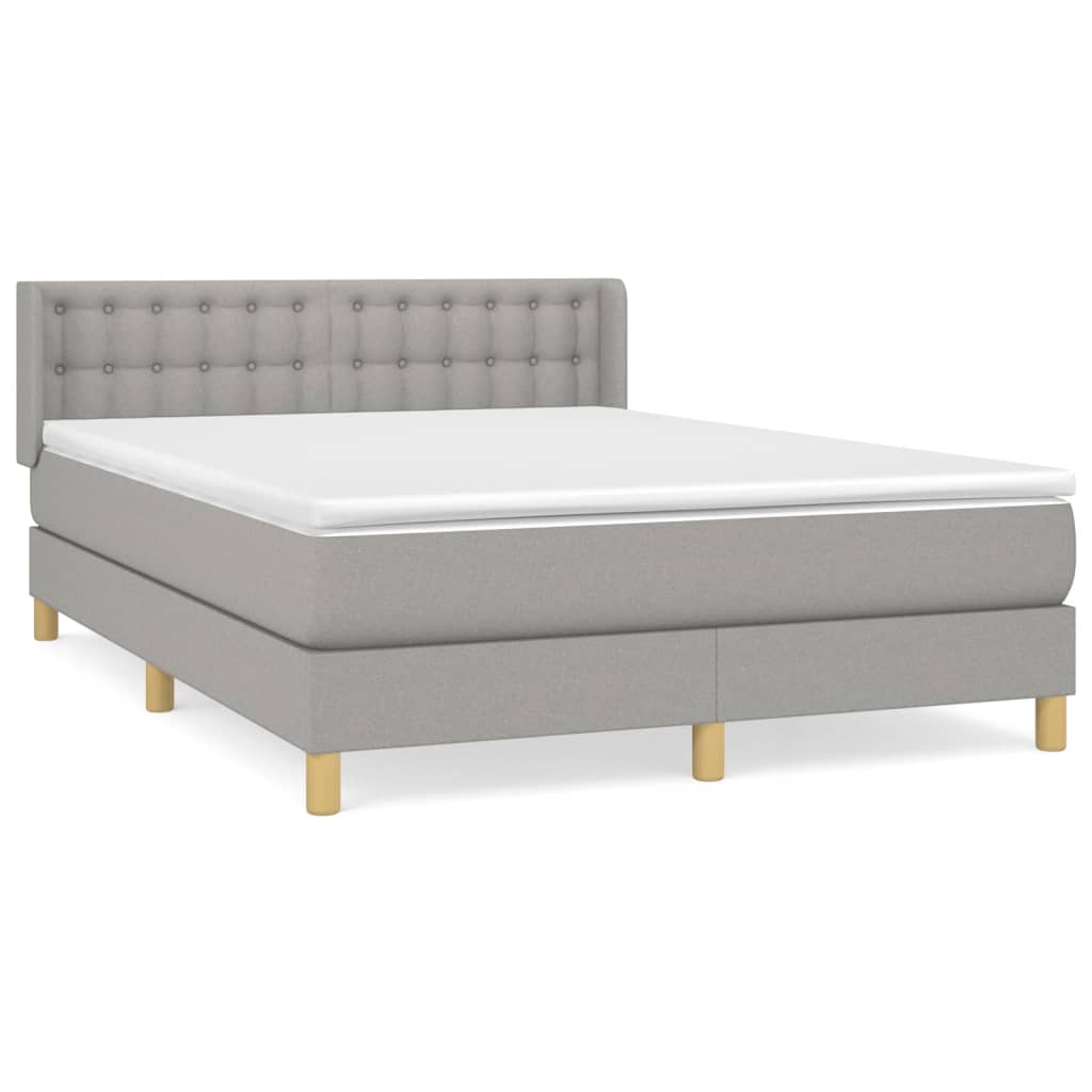Sommier à lattes de lit avec matelas Gris clair 140x190cm Tissu - XIOS