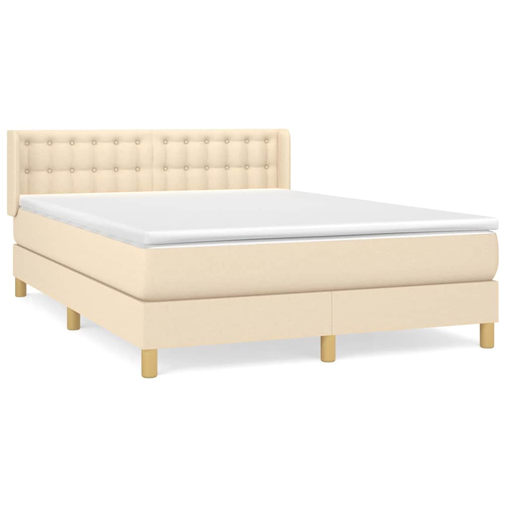 Sommier à lattes de lit avec matelas Crème 140x200 cm Tissu