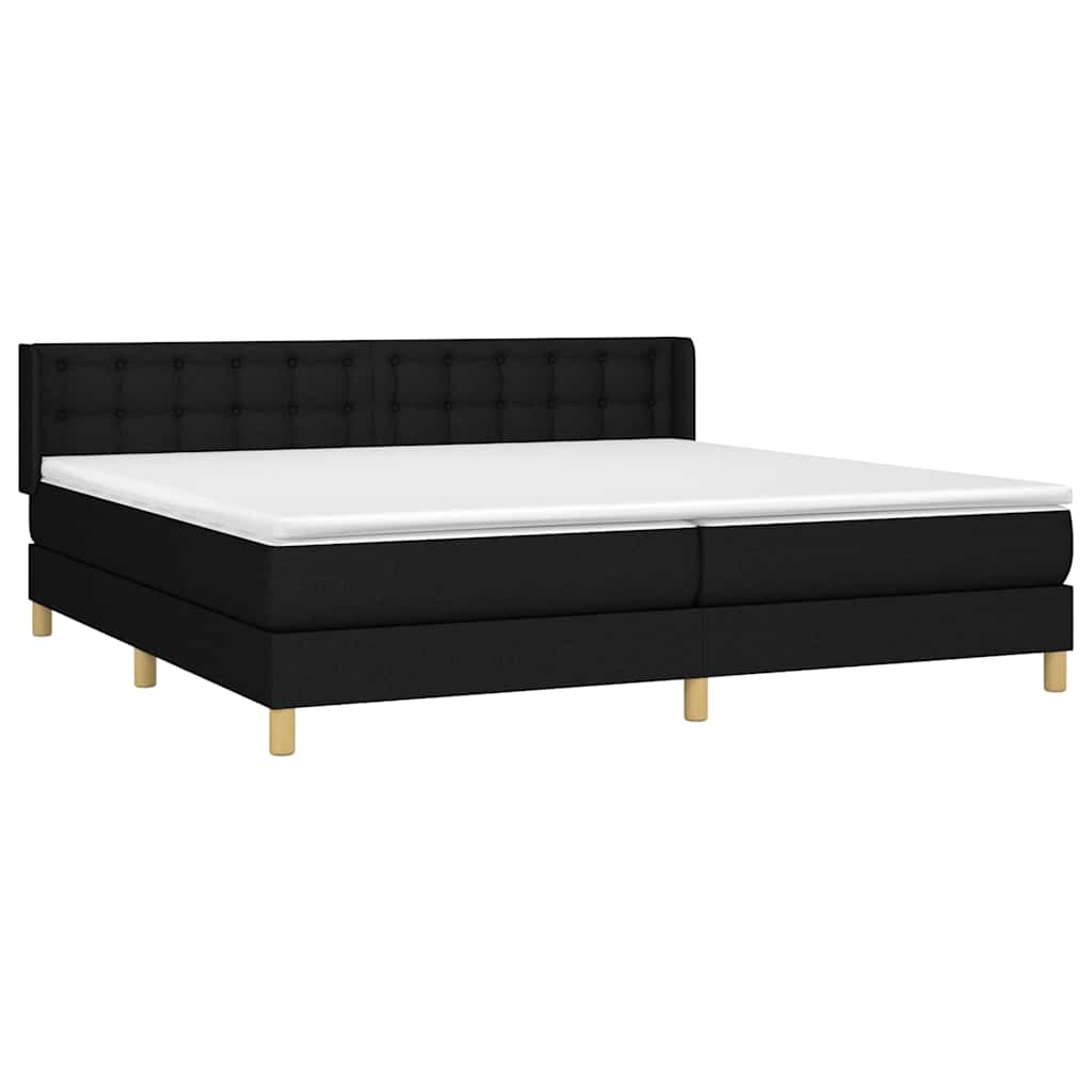 Sommier à lattes de lit avec matelas Noir 180x200 cm Tissu