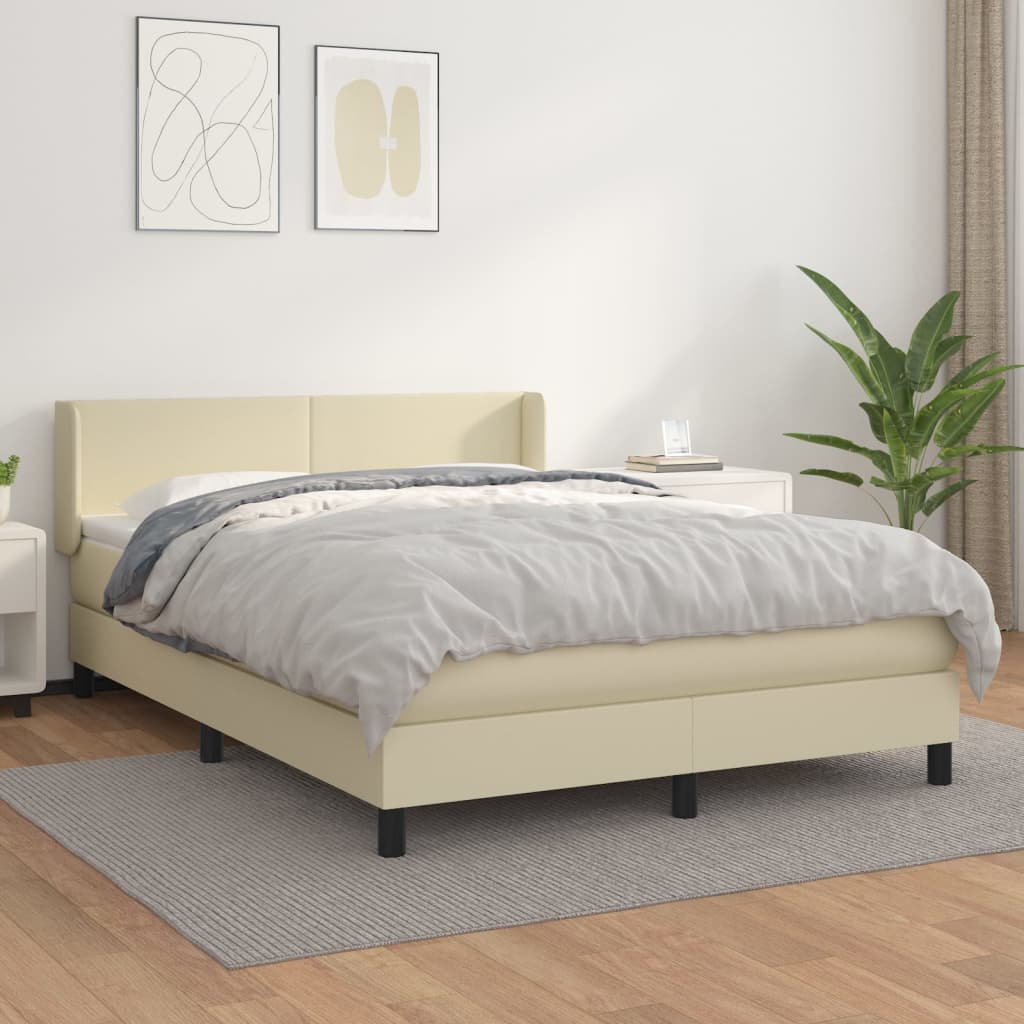 Sommier à lattes de lit avec matelas Crème 140x190cm Similicuir - XIOS
