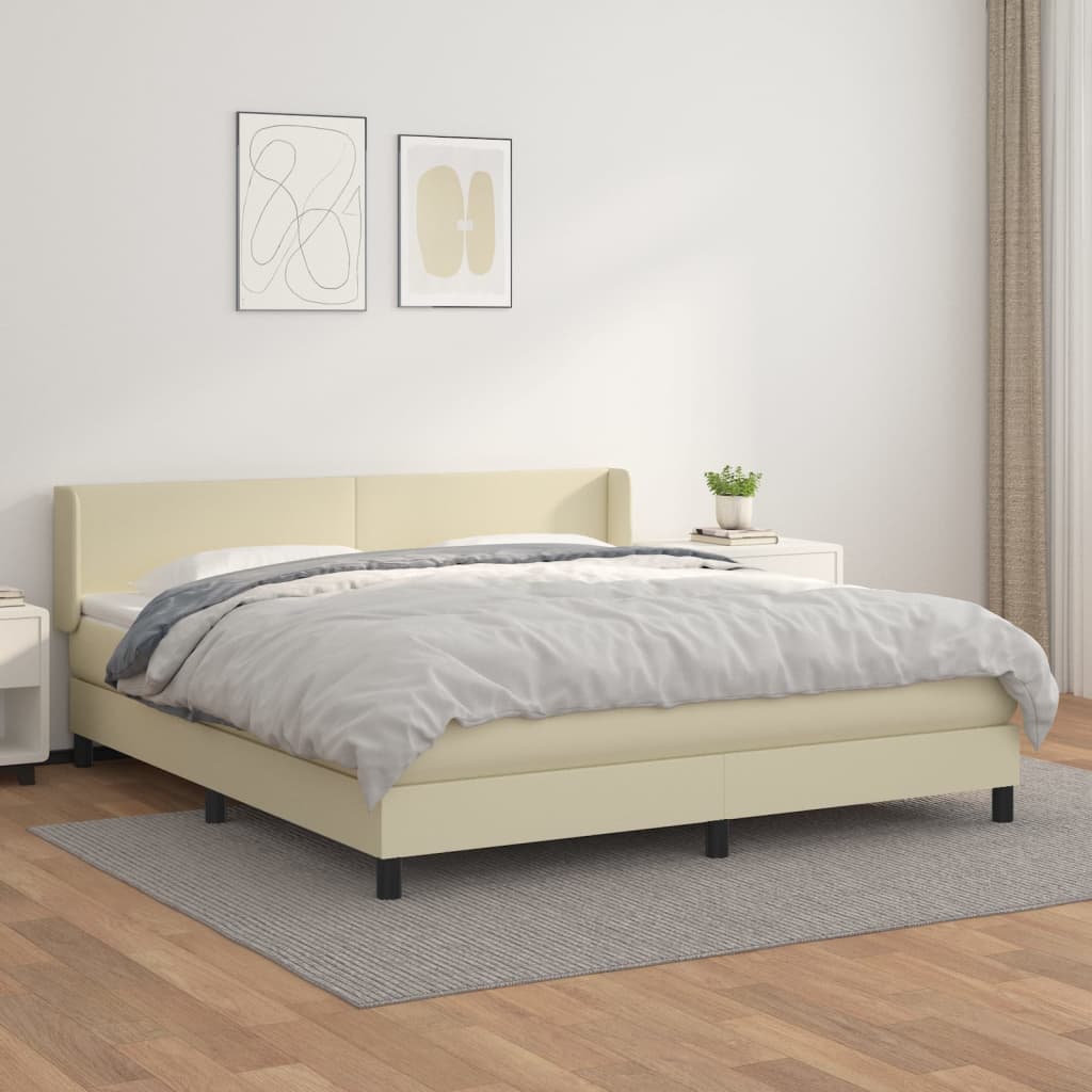 Sommier à lattes de lit avec matelas Crème 160x200cm Similicuir - XIOS