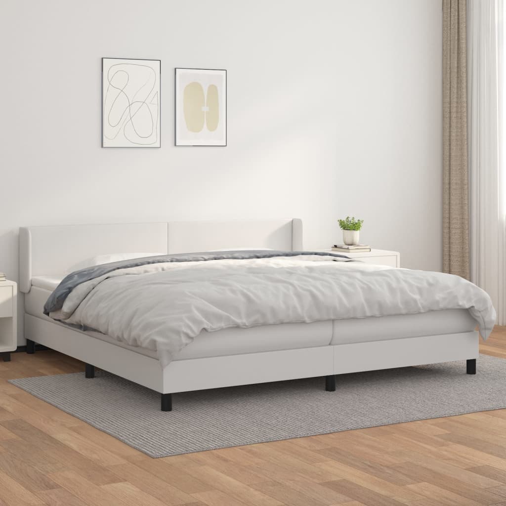 Sommier à lattes de lit avec matelas Blanc 200x200cm Similicuir - XIOS