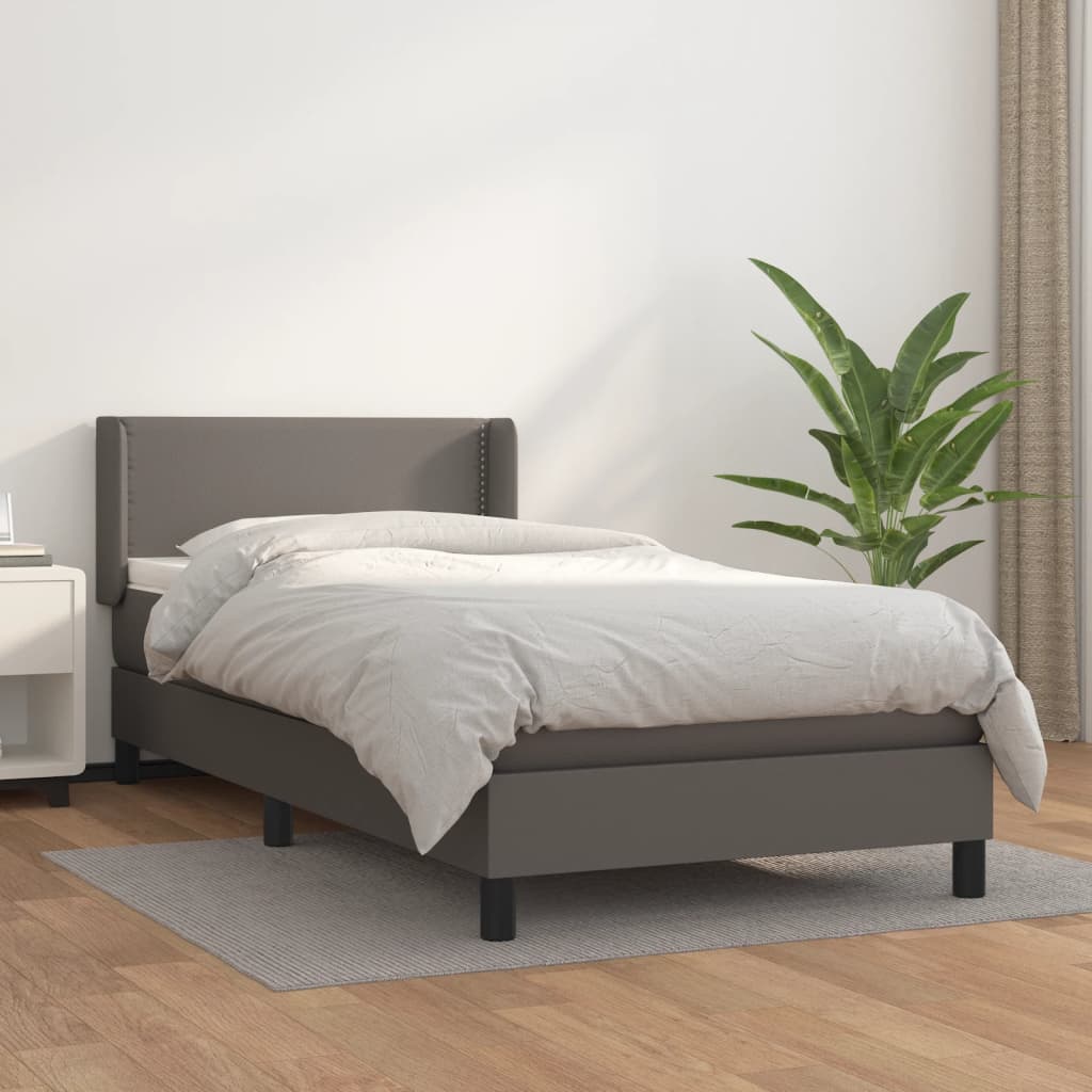 Sommier à lattes de lit avec matelas Gris 80x200 cm Similicuir - XIOS