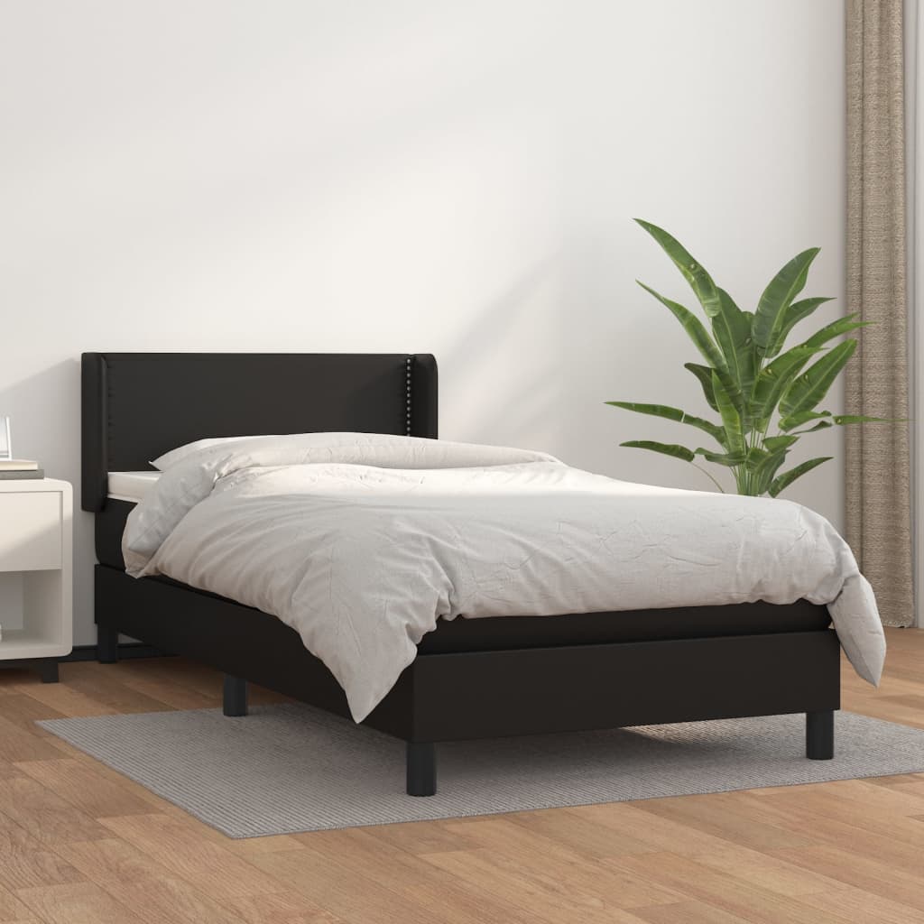 Sommier à lattes de lit avec matelas Noir 90x200 cm Similicuir - XIOS