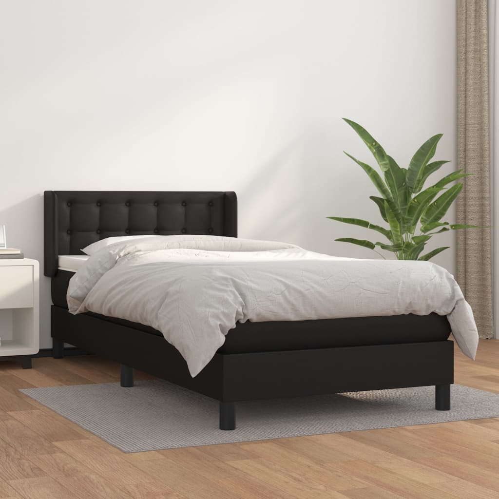 Sommier à lattes de lit avec matelas Noir 80x200cm Similicuir - XIOS