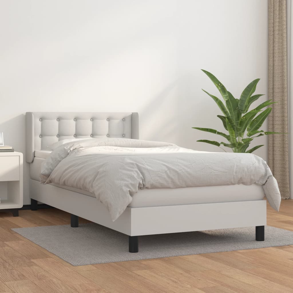 Sommier à lattes de lit avec matelas Blanc 90x190 cm Similicuir - XIOS