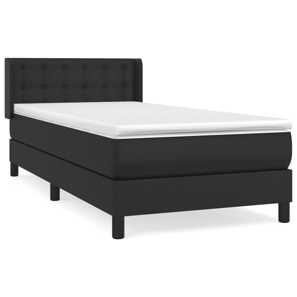 Sommier à lattes de lit avec matelas Noir 90x200 cm Similicuir - XIOS