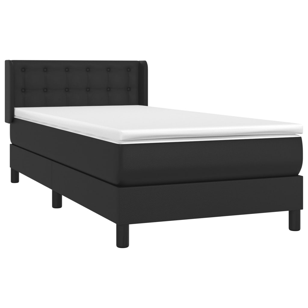 Sommier à lattes de lit avec matelas Noir 90x200 cm Similicuir - XIOS